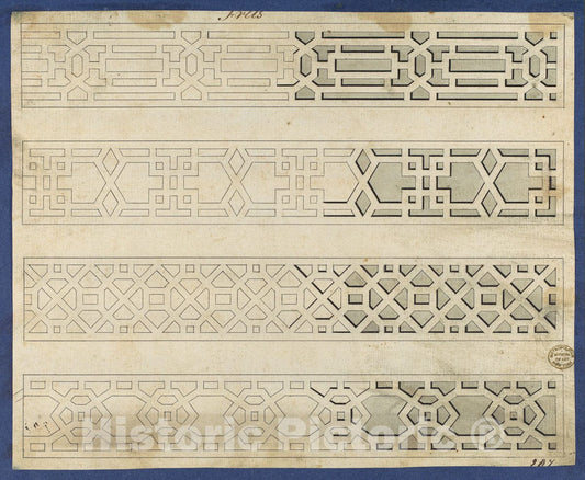Art Print : Thomas Chippendale - Frets, from Chippendale Drawings, Vol. II 2 : Vintage Wall Art