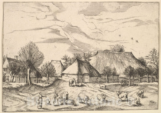Art Print : Farms - Artist: Johannes Van Doetecum The Elder - Created: 1559–61 : Vintage Wall Art
