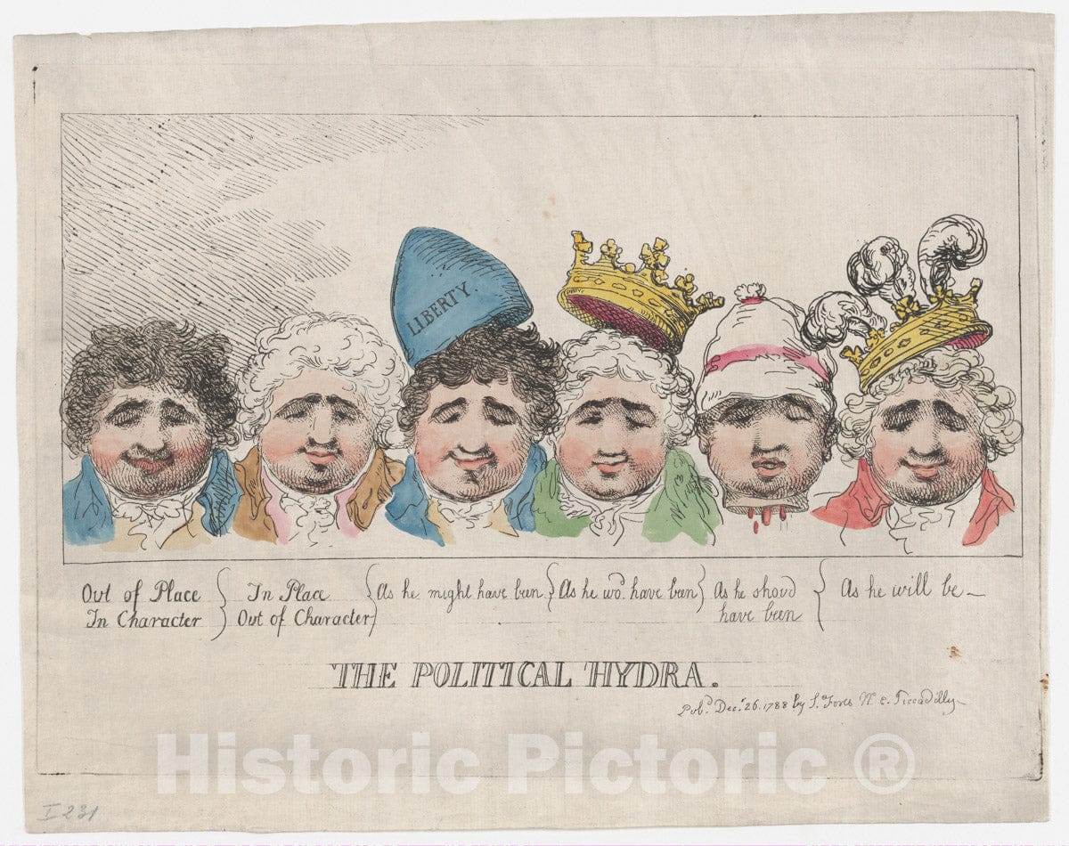 Art Print : Thomas Rowlandson - The Political Hydra : Vintage Wall Art