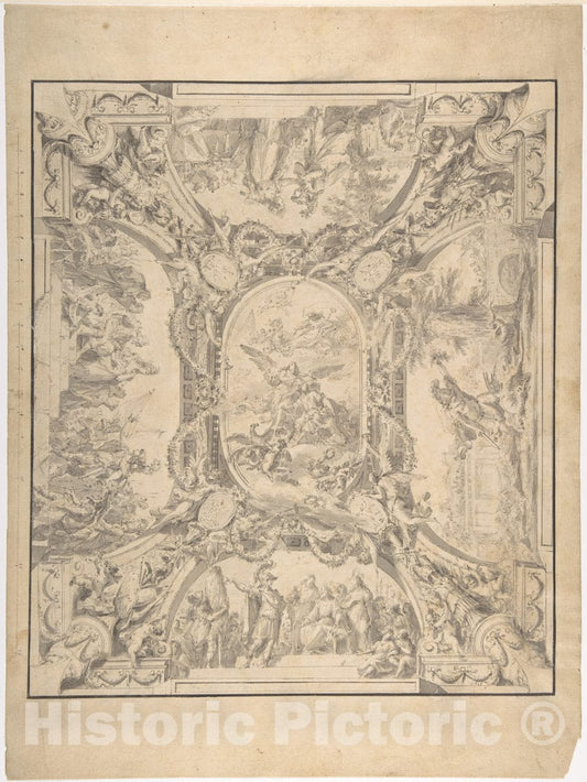 Art Print : Fedele Fischetti - Design for a Ceiling: Jason and The Golden Fleece : Vintage Wall Art