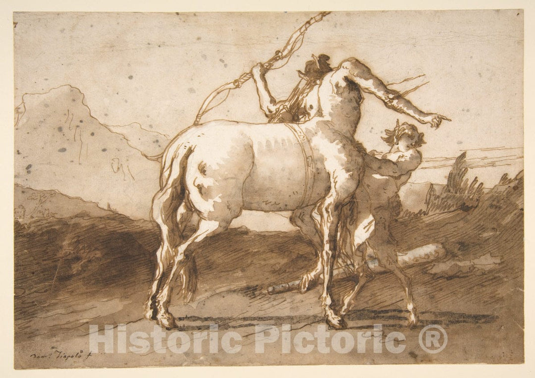 Art Print : Giovanni Domenico Tiepolo - A Centaur and a Satyr : Vintage Wall Art