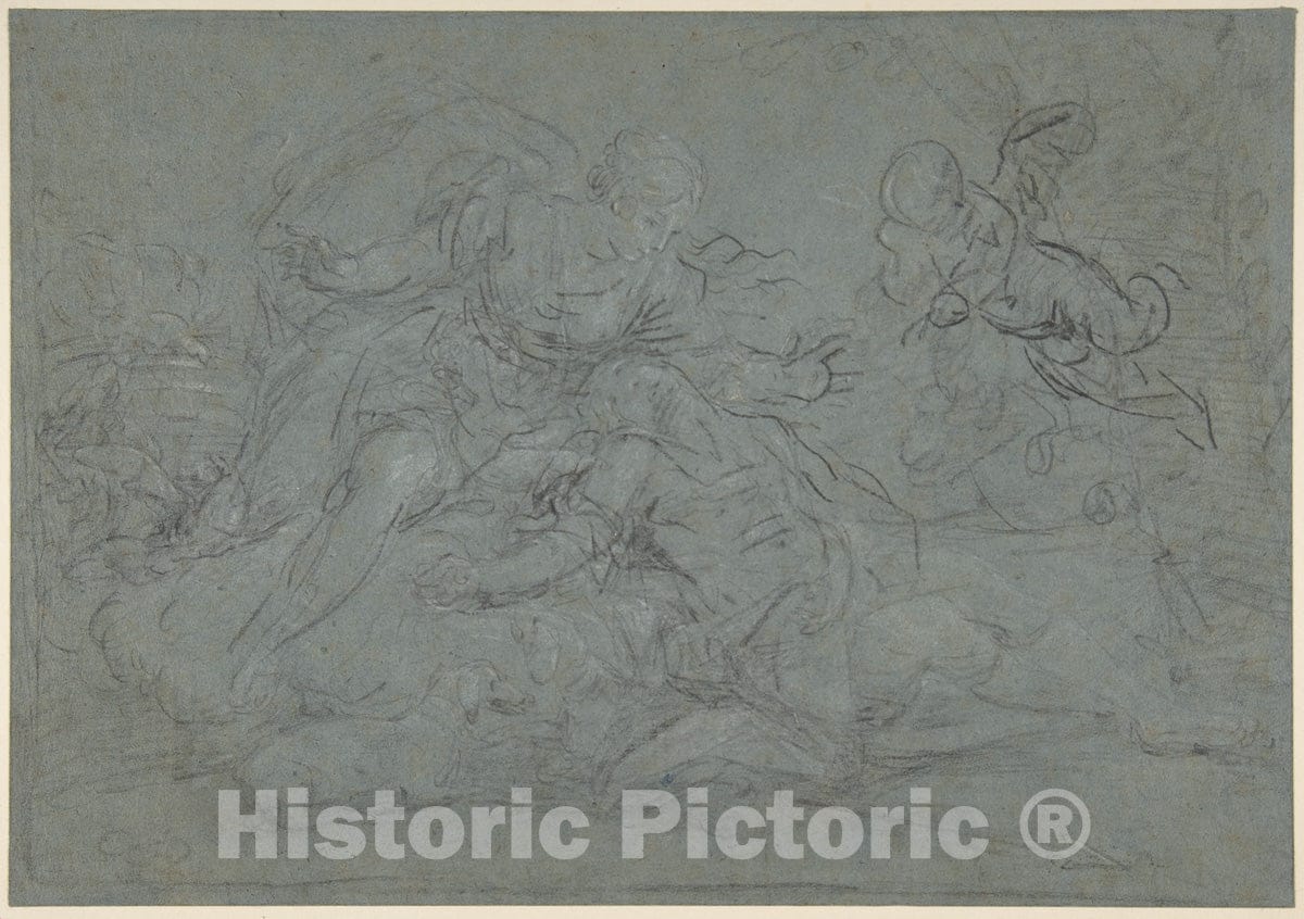 Art Print : Januarius Zick - Venus Lamenting The Dead Adonis (or Diana and Endymion) : Vintage Wall Art