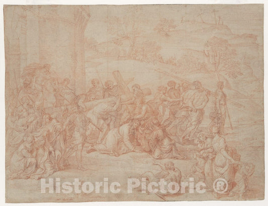 Art Print : Pierre Mignard - Christ Carrying The Cross : Vintage Wall Art