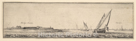 Art Print : Wenceslaus Hollar - Fort of St. Philip on The Shantz : Vintage Wall Art