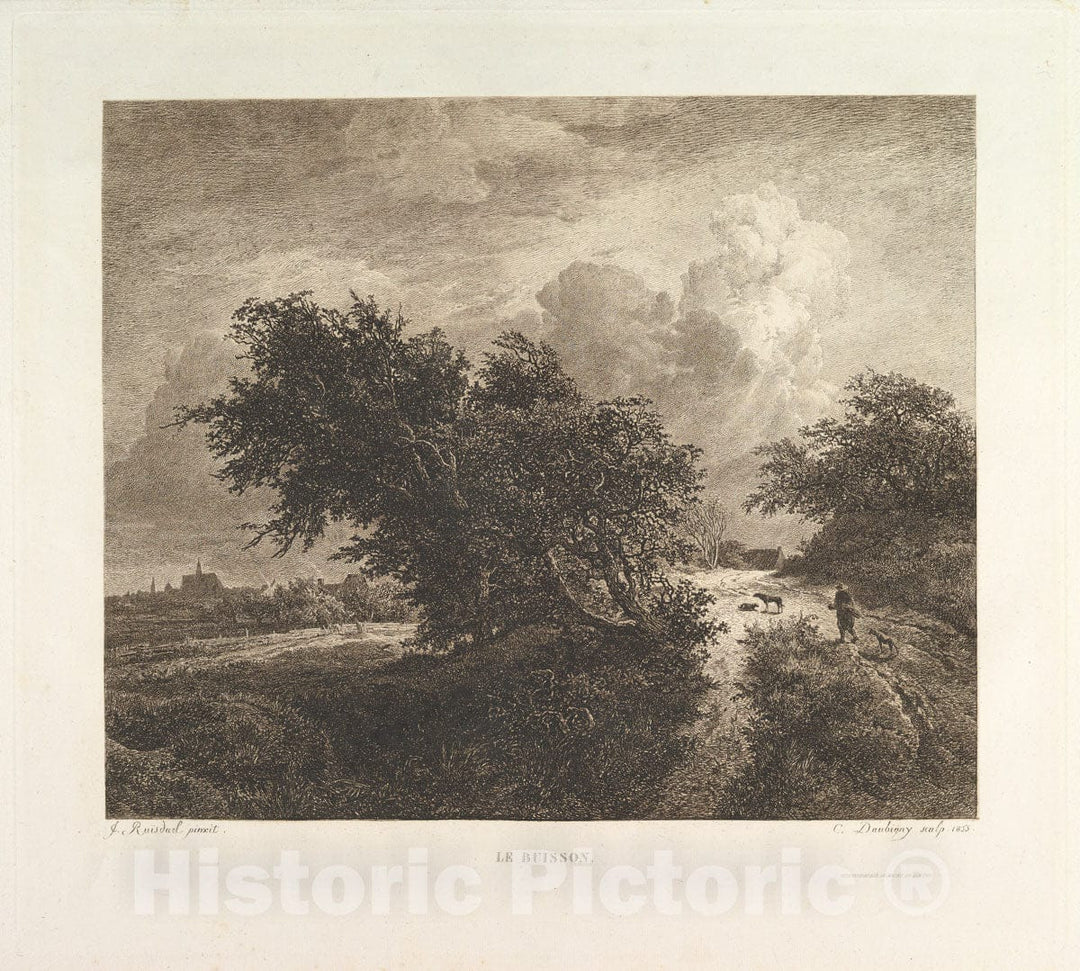 Art Print : Etched by Charles-François Daubigny - Le Buisson : Vintage Wall Art