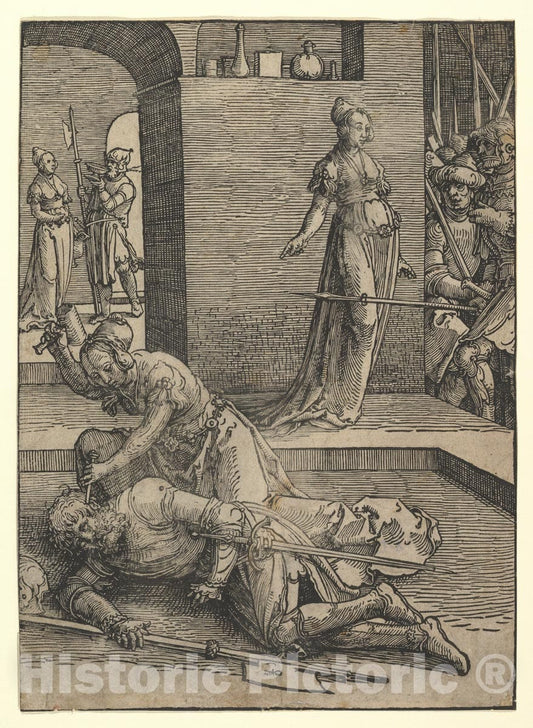 Art Print : Lucas Van Leyden - Jael Killing Sisera, Without Ornamental Frame : Vintage Wall Art