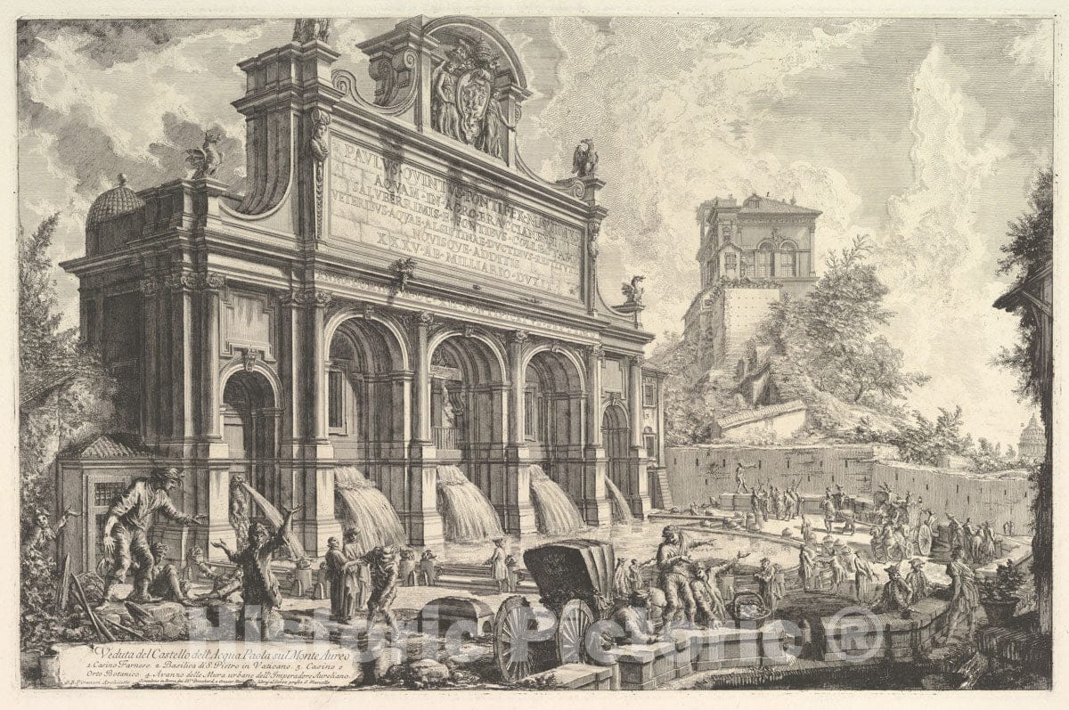 Art Print : Giovanni Battista Piranesi - View of The Fountainhead of The Acqua Paola on Monte Aureo, from Vedute di Roma (Roman Views) : Vintage Wall Art