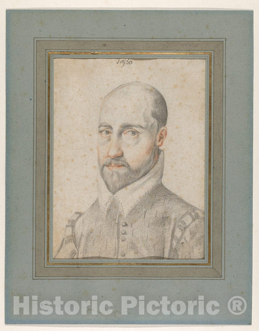 Art Print : Federico Zuccaro (Zuccari) - Bust-Length Portrait of Torquato Tasso : Vintage Wall Art