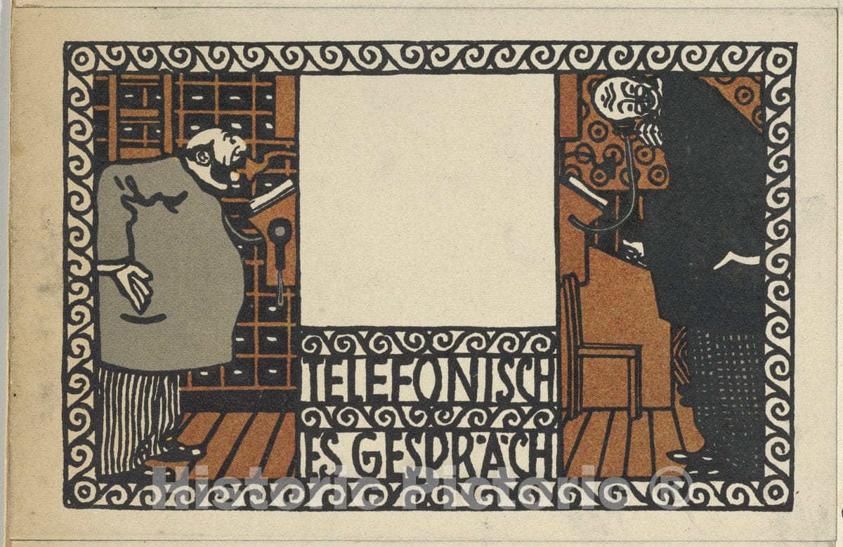 Art Print : Moriz Jung - Telephone Conversation (Telefonisch ES Gespräch) : Vintage Wall Art