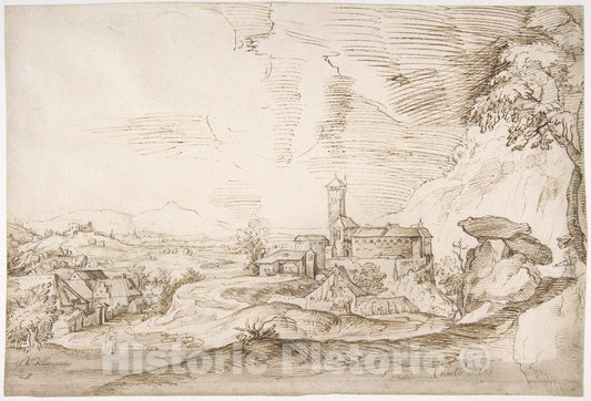 Art Print : Cornelis Cort - Italian Landscape : Vintage Wall Art