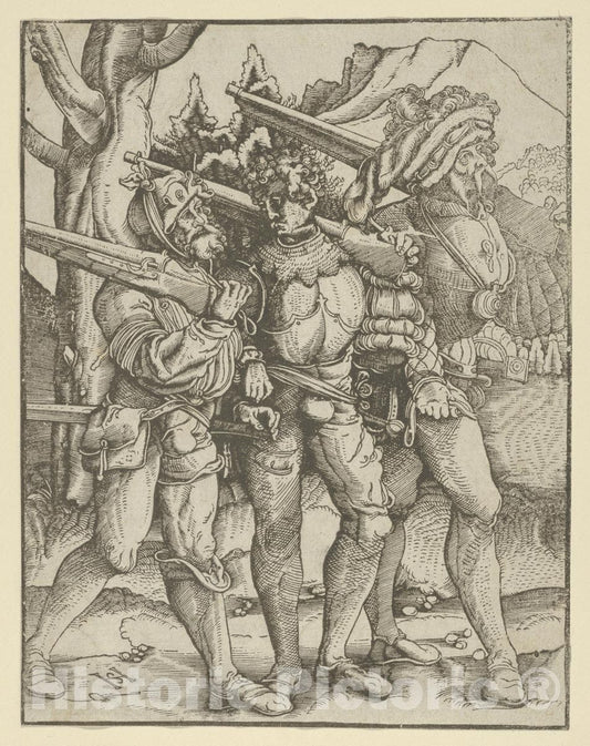 Art Print : Hans Schäufelein - Three Soldiers with Muskets : Vintage Wall Art