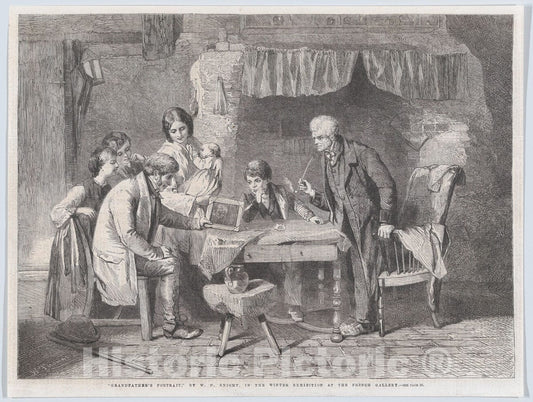 Art Print : William Luson Thomas - Grandfather's Portrait, from Illustrated London News : Vintage Wall Art