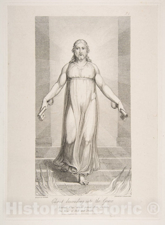 Art Print : Luigi Schiavonetti - Christ Descending into The Grave, from The Grave, a Poem by Robert Blair : Vintage Wall Art