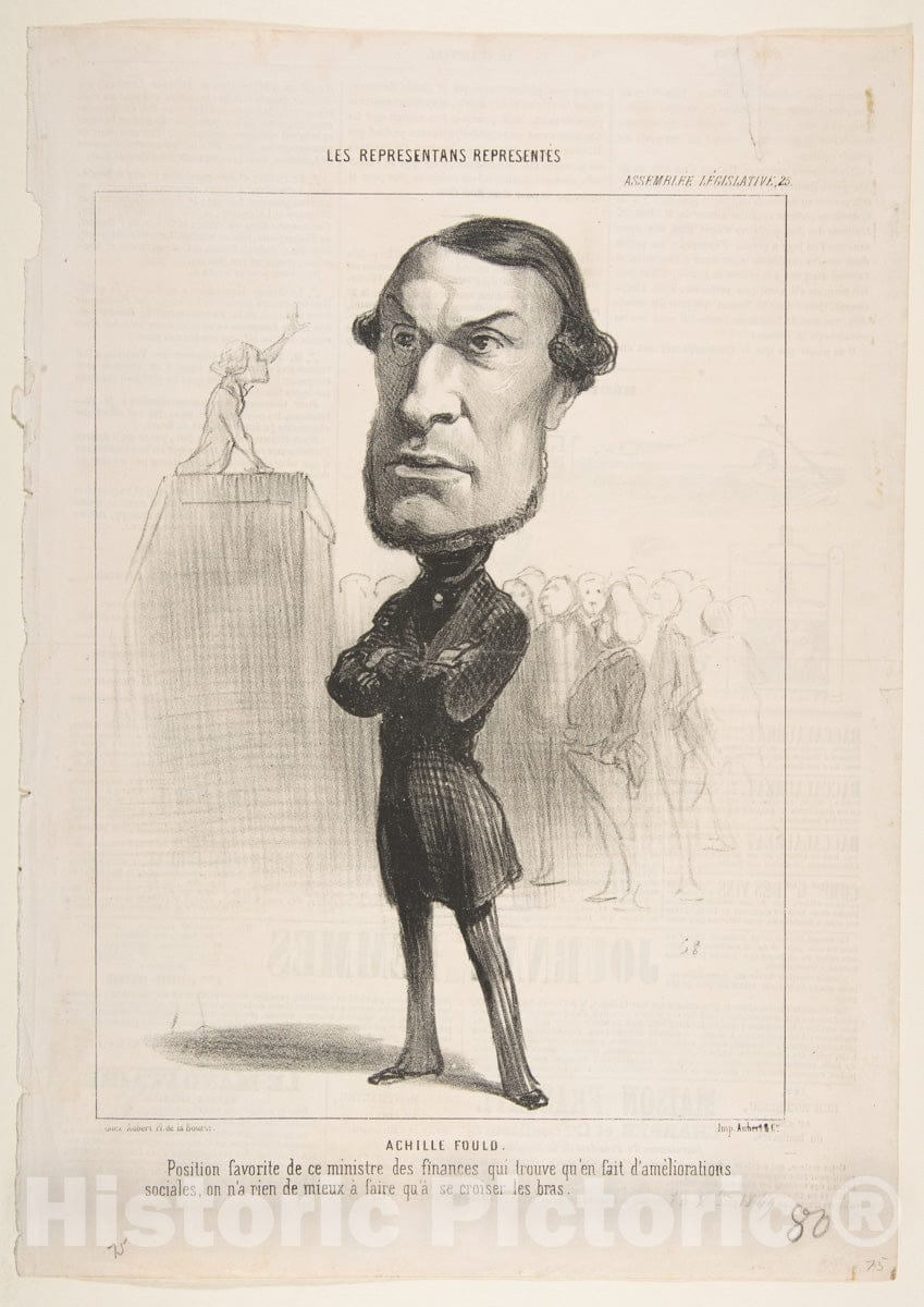 Art Print : Honoré Daumier - Achille Fould : Vintage Wall Art