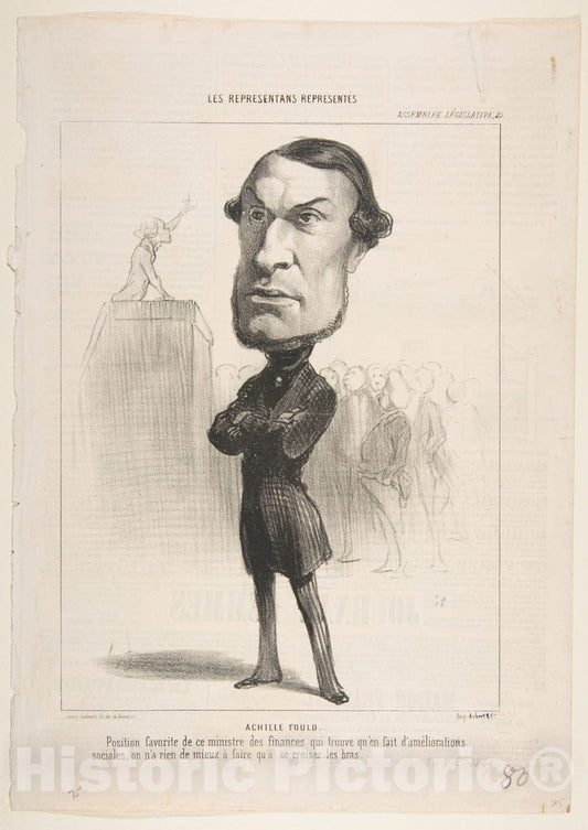 Art Print : Honoré Daumier - Achille Fould : Vintage Wall Art