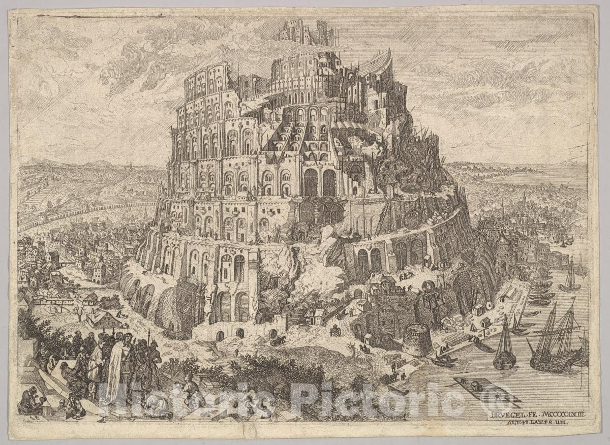 Art Print : Anton Joseph von Prenner - The Tower of Babel : Vintage Wall Art