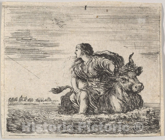 Art Print : Stefano Della Bella - Jupiter and Europa, from 'Game of Mythology' (Jeu de la Mythologie) : Vintage Wall Art