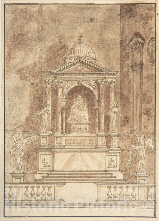 Art Print : Design for an Altar - Artist: Italian, 17th or 18th Century - Created: 1600–1800 : Vintage Wall Art