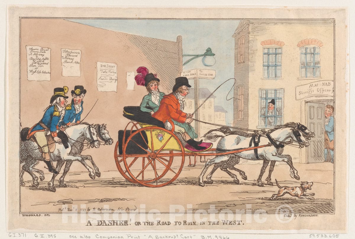 Art Print : Thomas Rowlandson - A Dasher! Or The Road to Ruin in The West : Vintage Wall Art