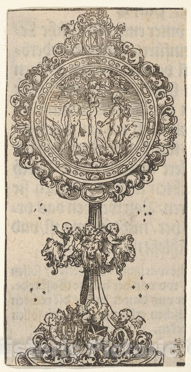 Art Print : Lucas Cranach The Elder - A Relief with Adam and Eve, from The Large Series of Wittenberg Reliquaries : Vintage Wall Art