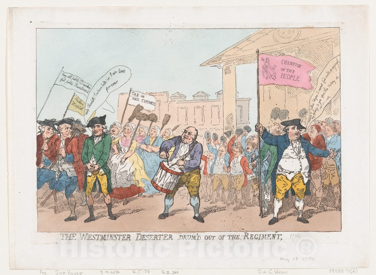 Art Print : Thomas Rowlandson - The Westminster Deserter Drum'd Out of The Regiment 2 : Vintage Wall Art