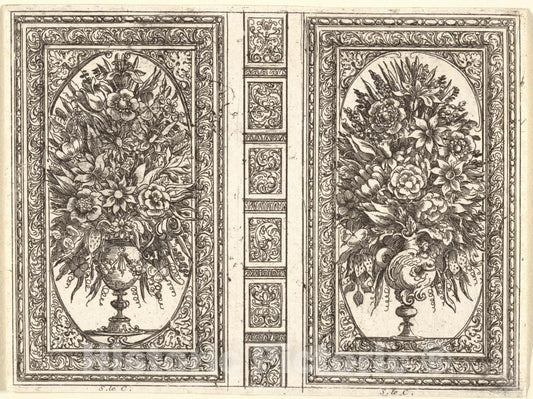 Art Print : Sébastien Leclerc I - Book Cover (Two Flower Vases) : Vintage Wall Art