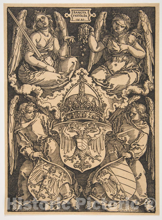 Art Print : Albrecht Dürer - The Arms of The Holy Roman Empire and of The City of Nuremberg : Vintage Wall Art
