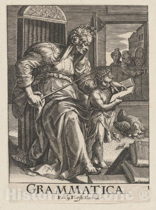 Art Print : Paulus Fürst - Grammatica, from The Seven Liberal Arts : Vintage Wall Art