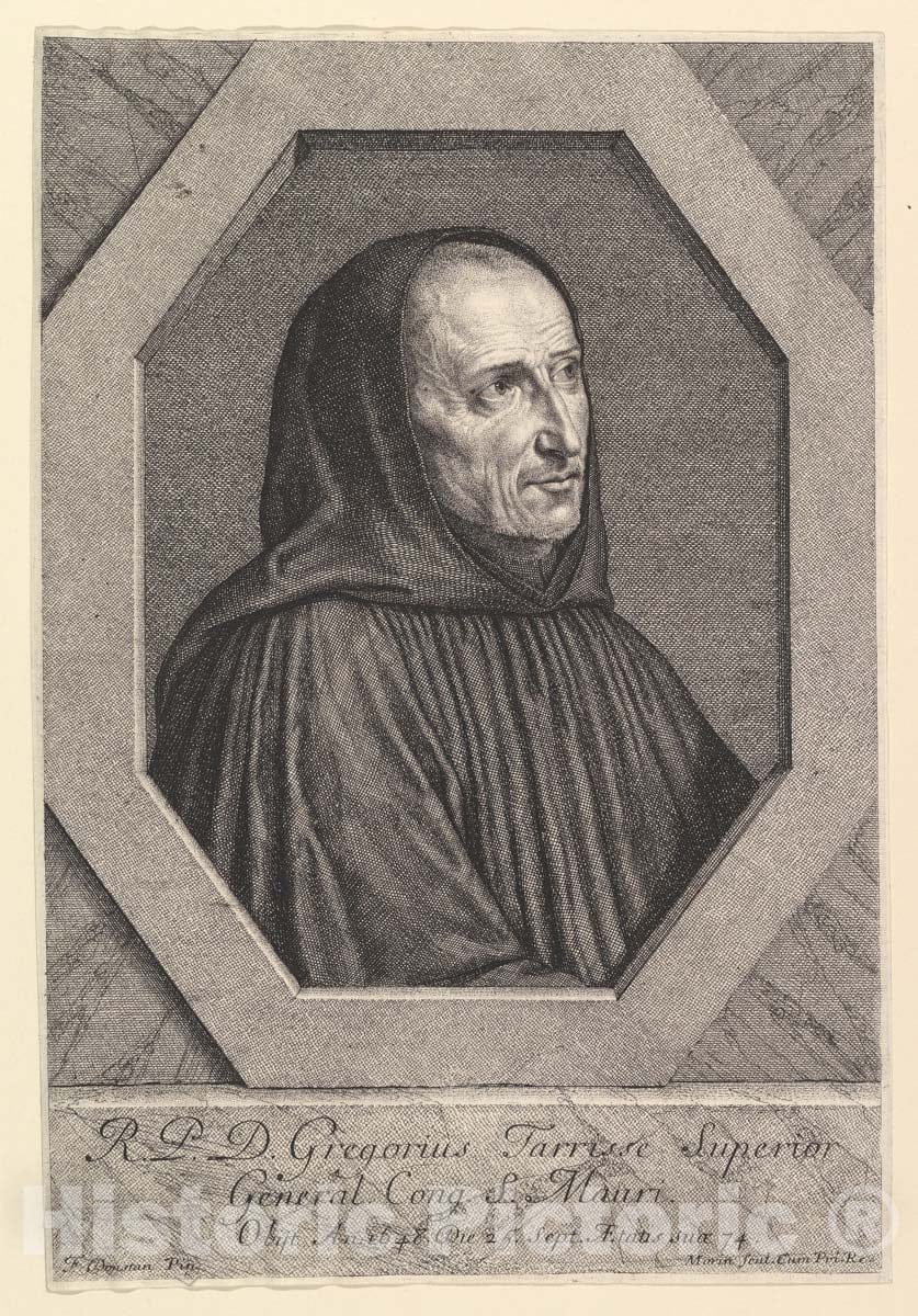Art Print : Jean Morin - Dom Gregoire Tarrisse, superieur General de la Congregation de Saint-Maur : Vintage Wall Art