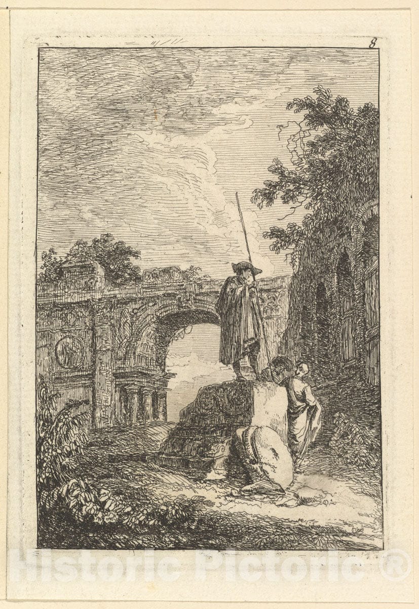 Art Print : Hubert Robert - L'Arc de Triomphe : Vintage Wall Art