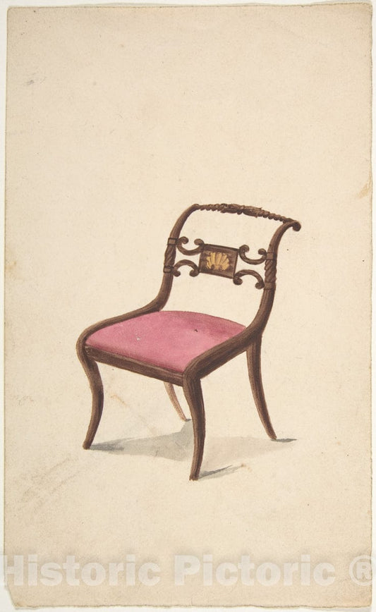 Art Print : Gillows - Design for a Chair 3 : Vintage Wall Art