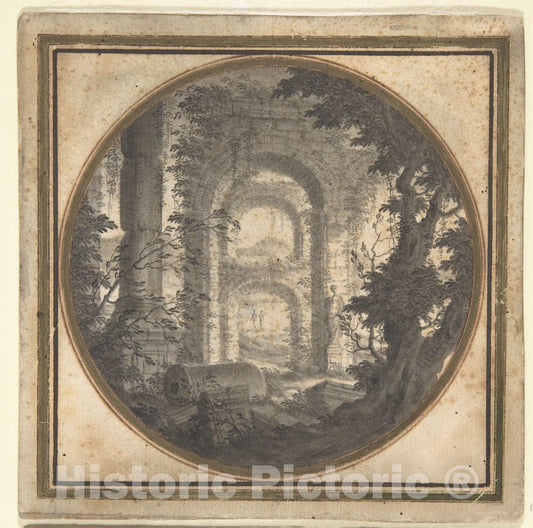 Art Print : Carlo Fantaccini - Imaginary Landscape with Classical Ruins : Vintage Wall Art