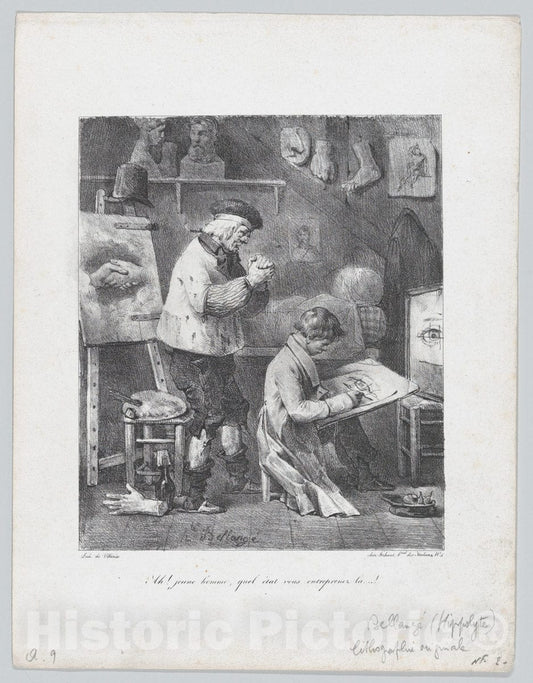 Art Print : Hippolyte Bellangé - Ah! Young Man! What a Record You Have undertaken here.! : Vintage Wall Art