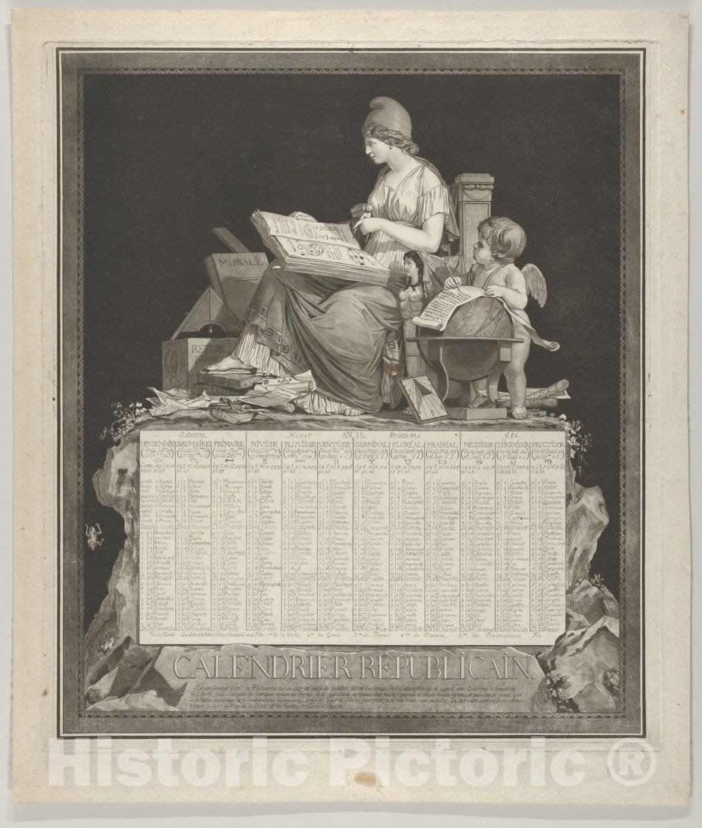 Art Print : Louis Philibert Debucourt - Revolutionary Calendar : Vintage Wall Art