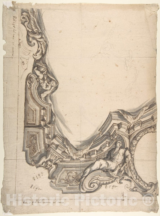 Art Print : Design for a Corner of a Painted Ceiling - Artist: Italian, Piedmontese, 18th Century - Created: 1700–1780 : Vintage Wall Art