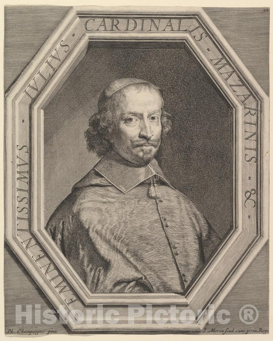 Art Print : Jean Morin - Cardinal Mazarin, ministre d'Anne d'Autriche et de Louis XIV : Vintage Wall Art