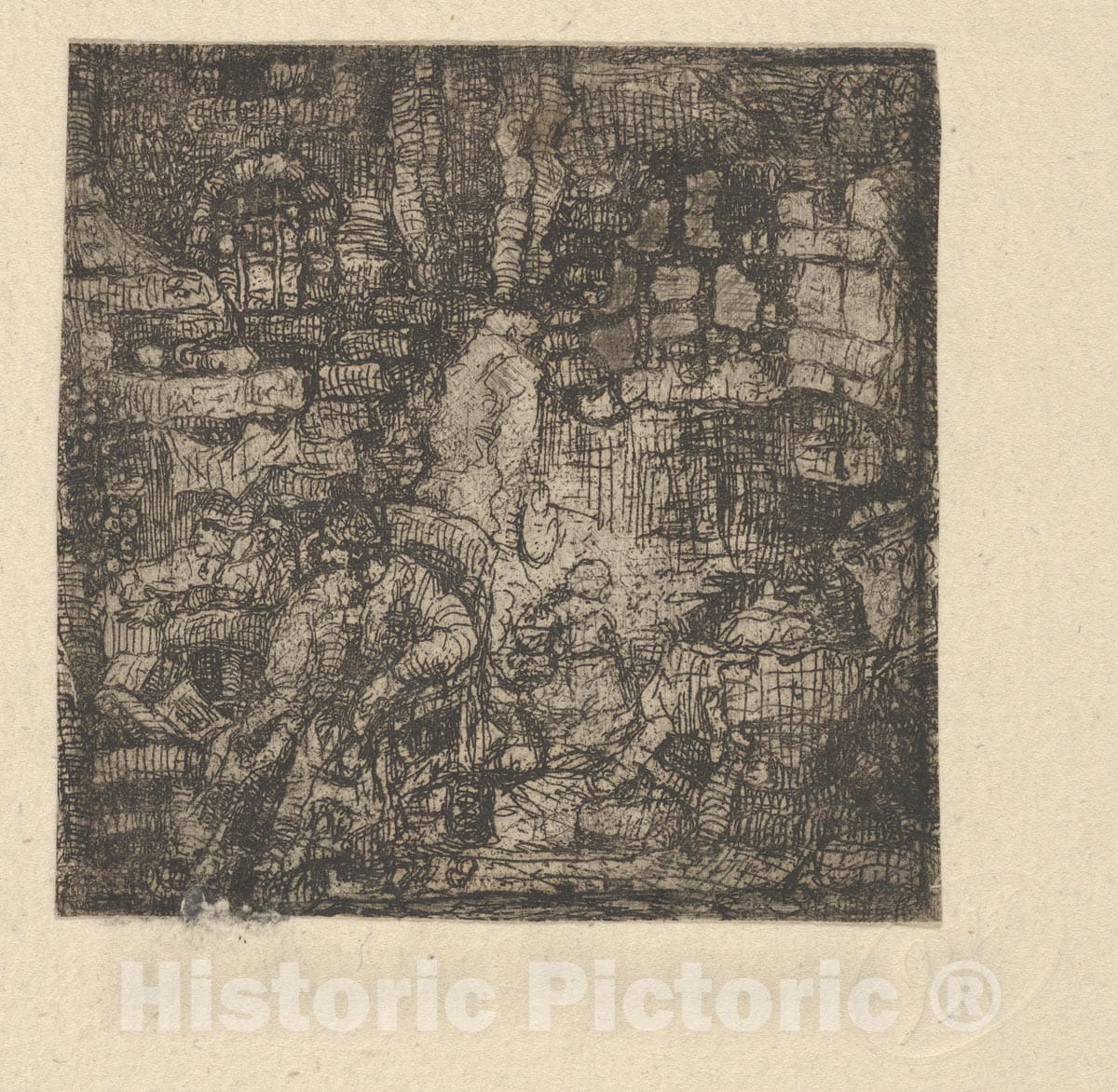 Art Print : Rodolphe Bresdin - Vieillard Assis Dans un Intérieur (Old Man Seated in an Interior) : Vintage Wall Art
