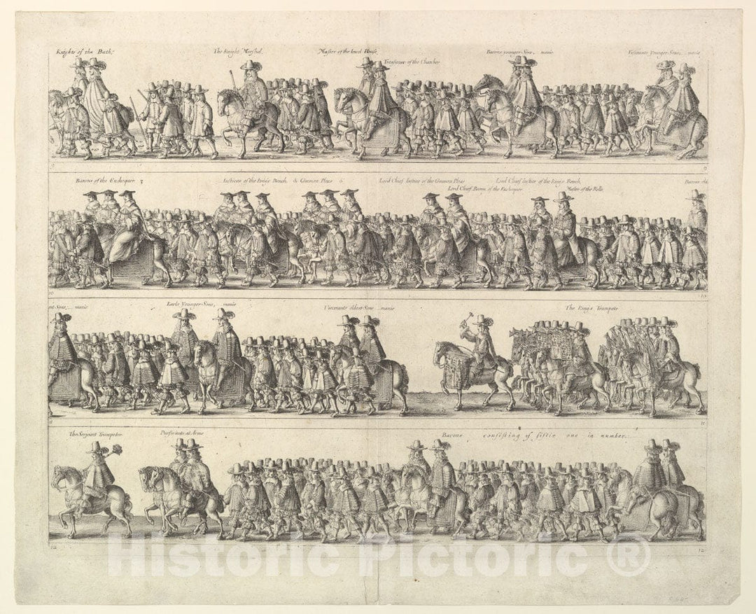 Art Print : Wenceslaus Hollar - Coronation Procession of Charles II Through London 1 : Vintage Wall Art