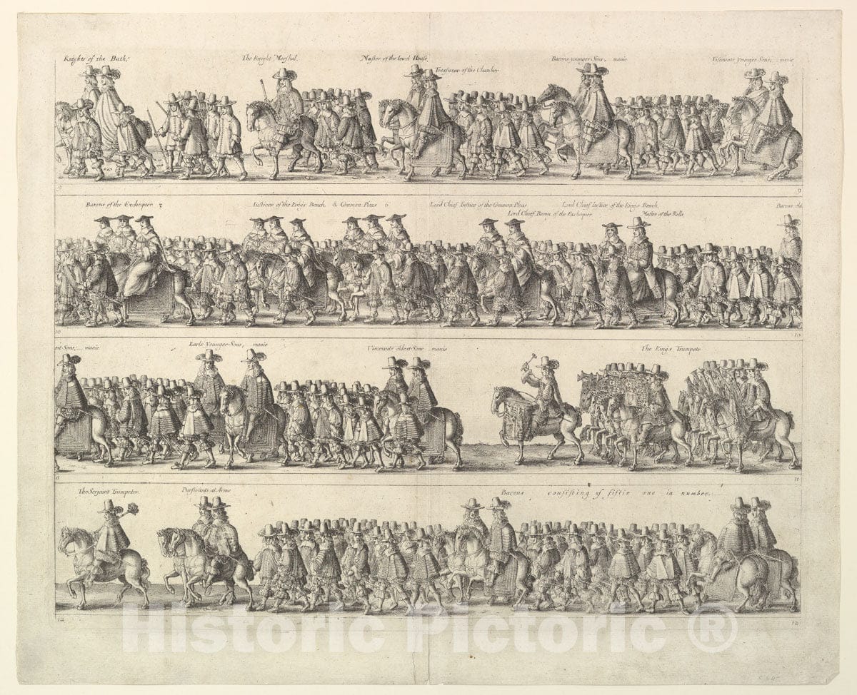 Art Print : Wenceslaus Hollar - Coronation Procession of Charles II Through London 1 : Vintage Wall Art
