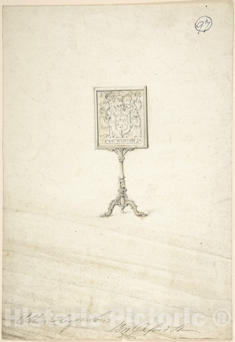 Art Print : Charles Hindley and Sons - Design for a Standing Frame 1 : Vintage Wall Art