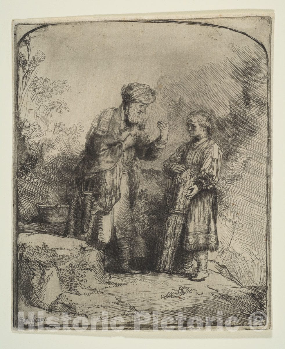 Art Print : Rembrandt (Rembrandt Van Rijn) - Abraham and Isaac : Vintage Wall Art