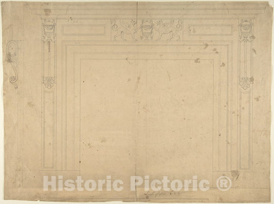 Art Print : Sir William Chambers - Design for a Chimneypiece - 421179 : Vintage Wall Art