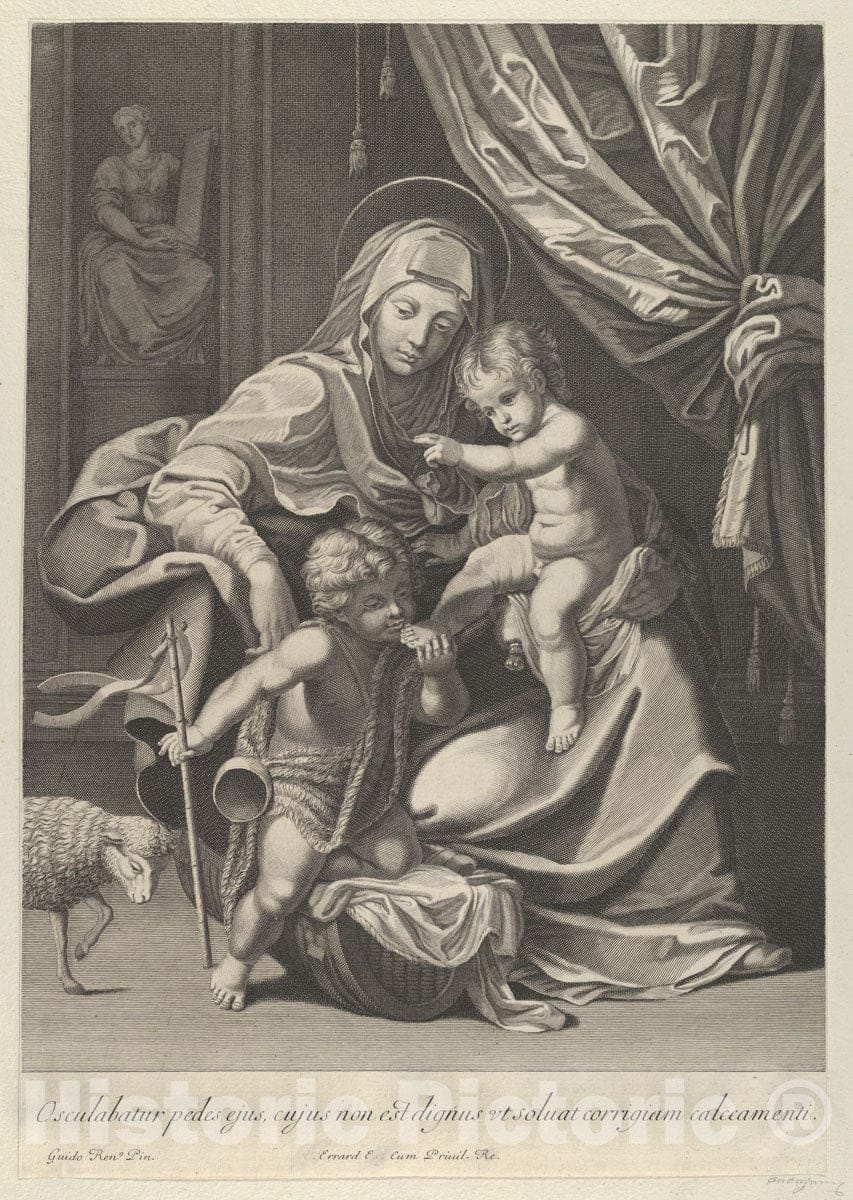 Art Print : The Virgin Seated with The Infant Christ on her Lap - Artist: Guido Reni - Created: 1625–89 : Vintage Wall Art