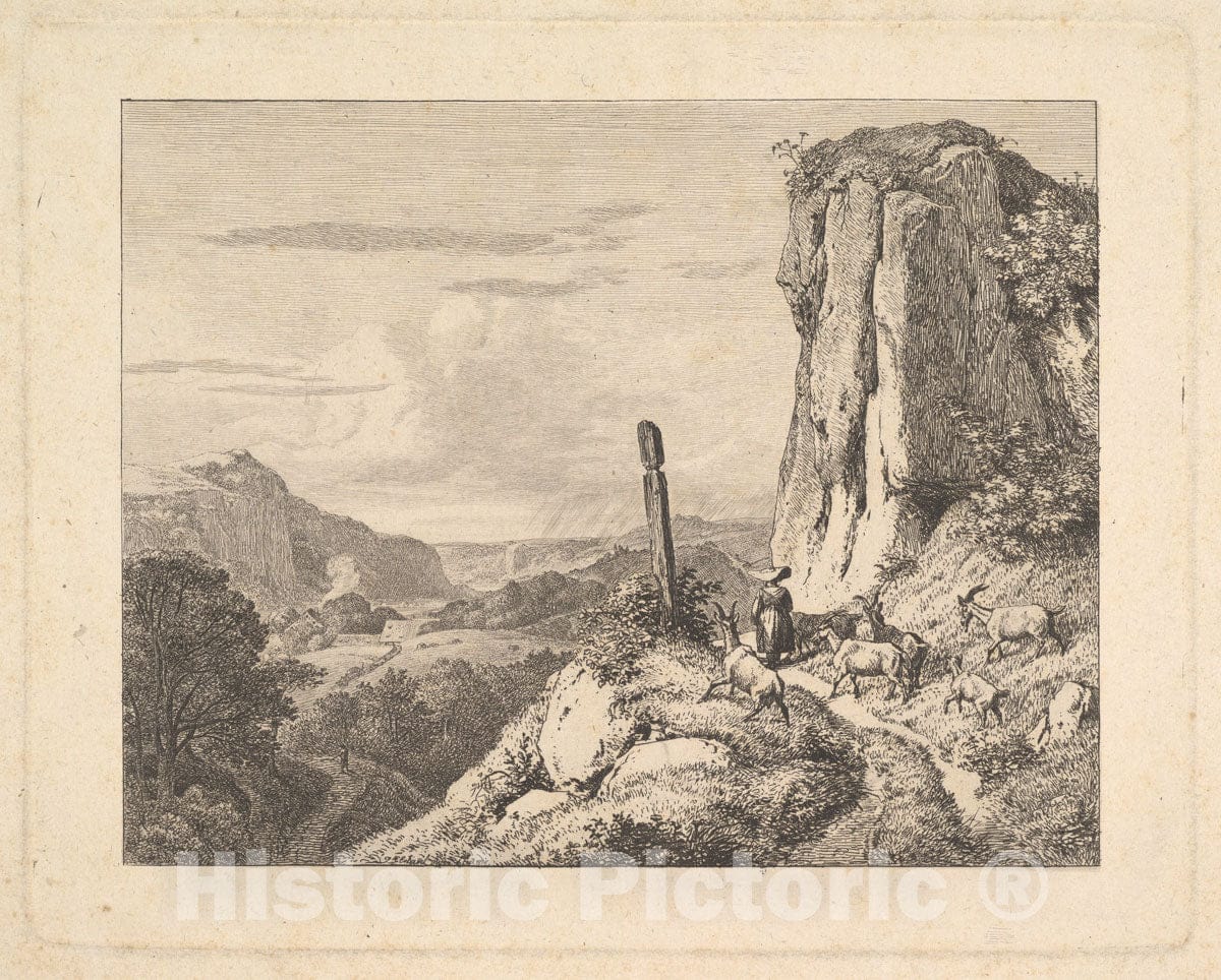 Art Print : Johann Christoph Erhard - Young Woman with Six Goats 2 : Vintage Wall Art