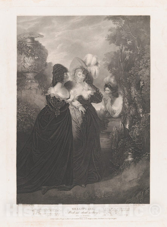 Art Print : Peter Simon - Hero, Ursula and Beatrice (Shakespeare, Much ADO About Nothing, Act 3, Scene 1) : Vintage Wall Art
