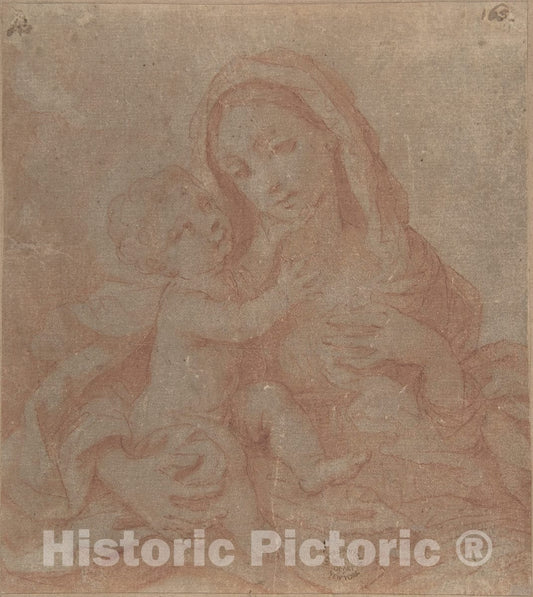 Art Print : Italian, Roman-Bolognese, 17th Century - Madonna and Child 1 : Vintage Wall Art