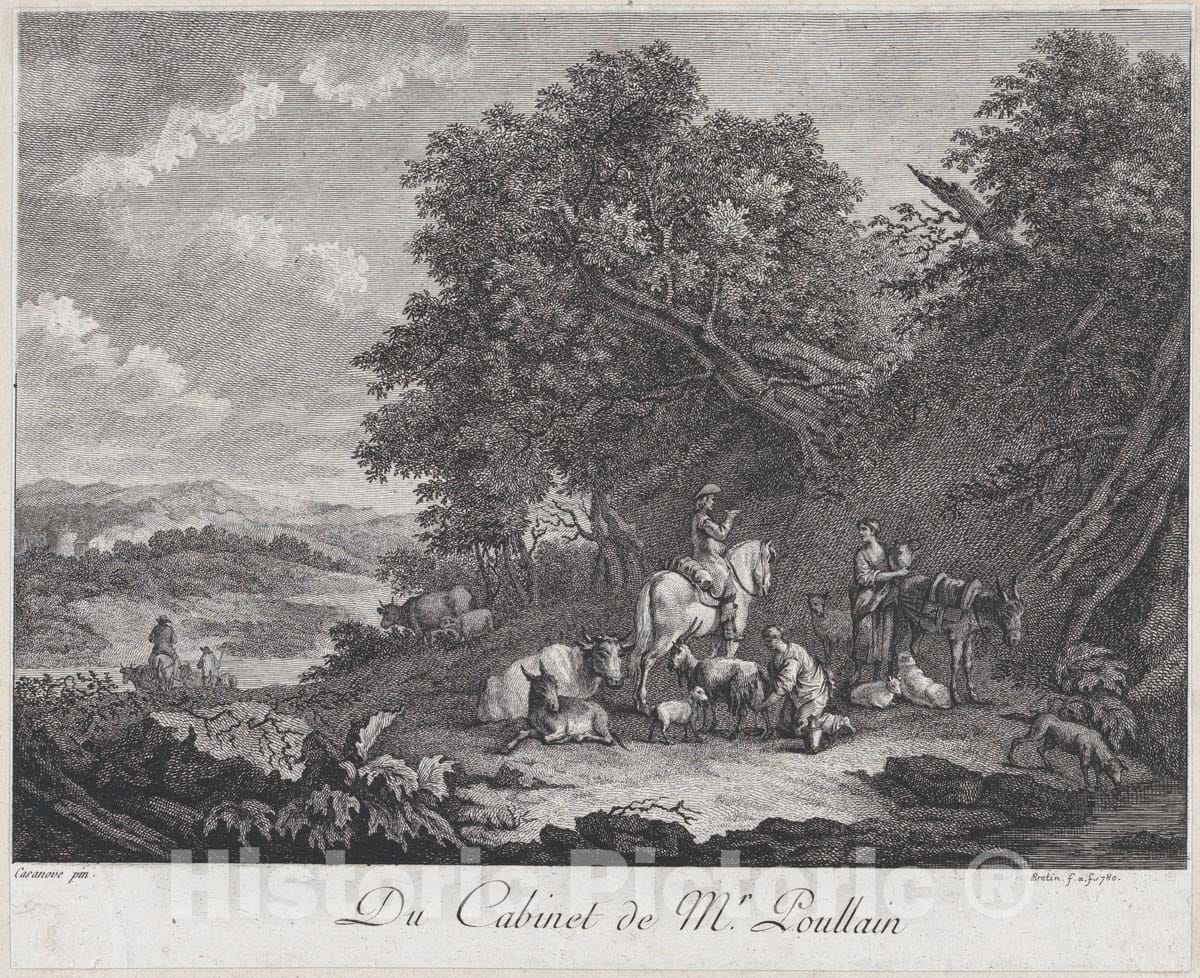 Art Print : Francesco Casanova - Man on Horseback Speaks to Two Shepherdess : Vintage Wall Art
