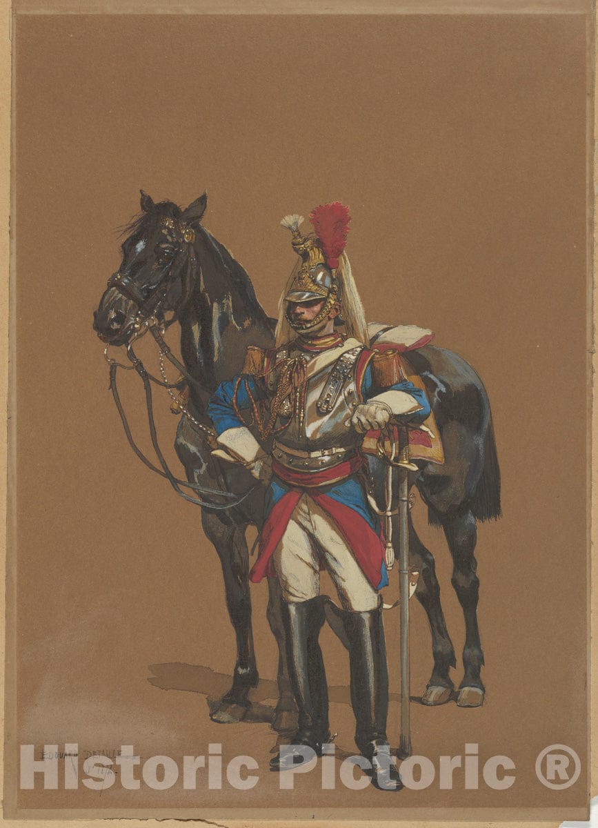 Art Print : Édouard Detaille - Cuirassier : Vintage Wall Art