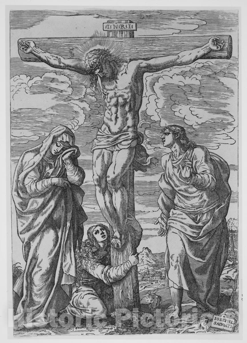 Art Print : Giuseppe Salviati (Giuseppe Porta, Called Il Salviati) - Crucifixion : Vintage Wall Art