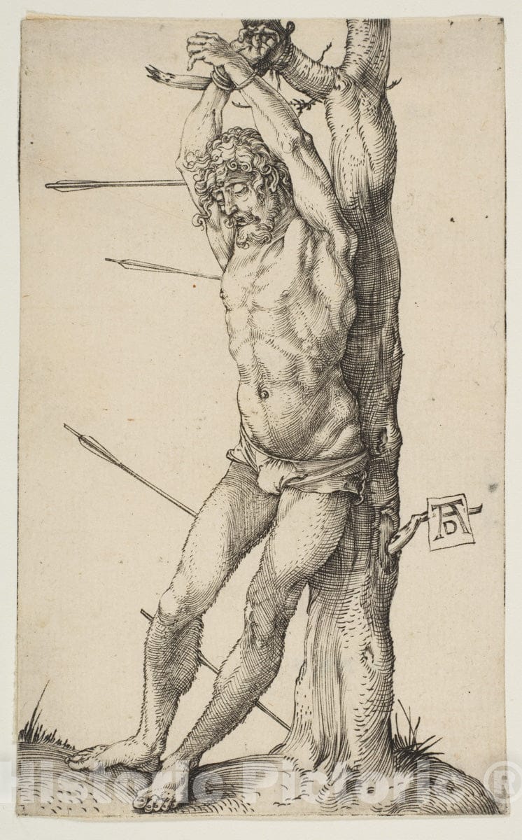 Art Print : Albrecht Dürer - Saint Sebastian Tied to a Tree : Vintage Wall Art